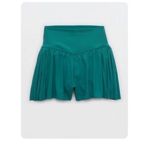 aerie Teal Pleated Waistband Athletic Shorts